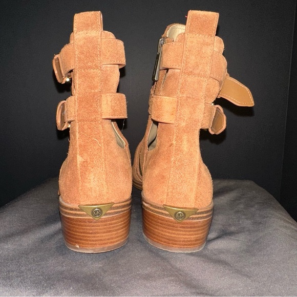 Michael Kors Camel Suede Ankle Booties with Buckles